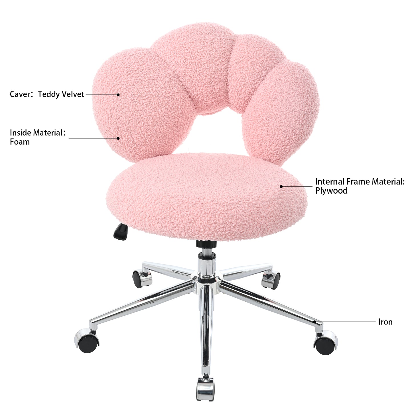 360°Swivel Height Adjustable,Swivel Chair,Teddy fabric,home office chair