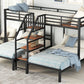 Metal Twin over Twin & Twin Bunk Bed, Triple Bunk Bed with Storage Shelves Staircase, Black