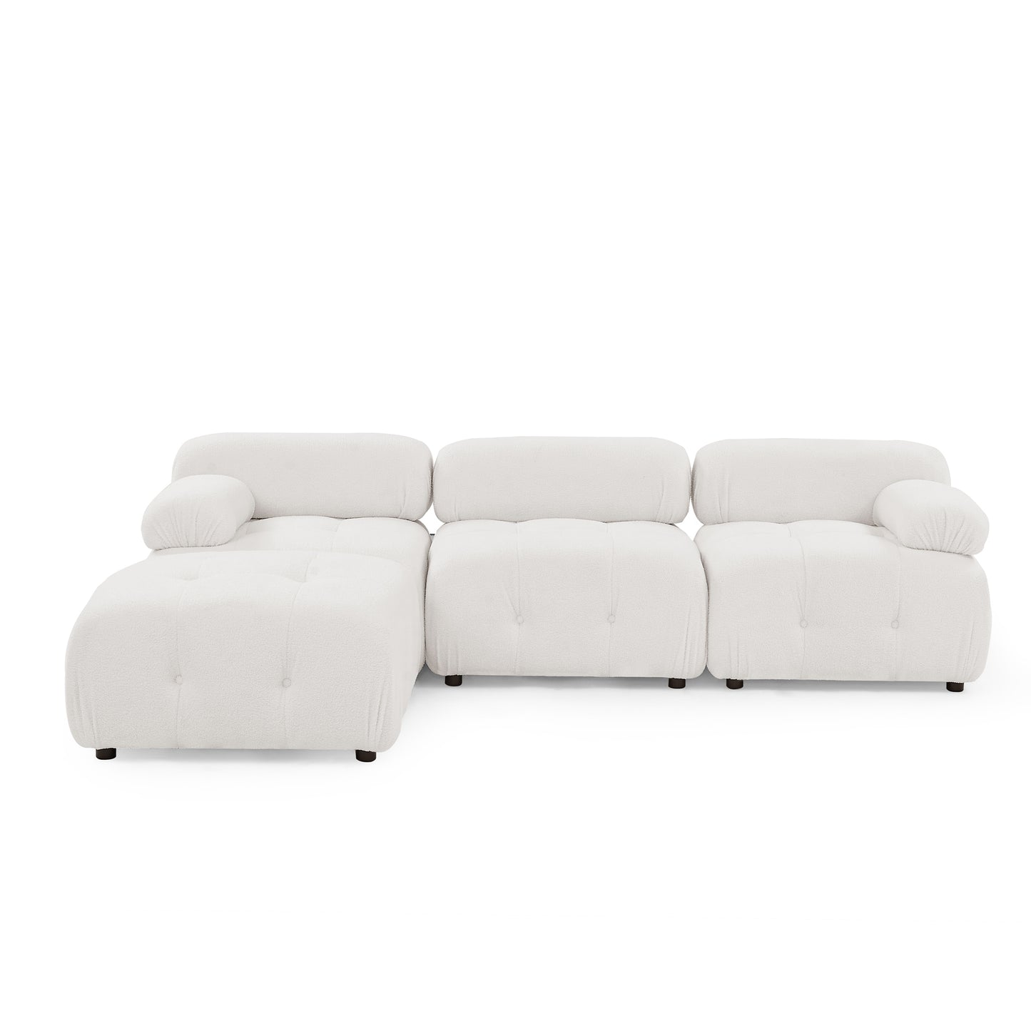 Modular Sectional Sofa, Button Tufted Designed and DIY Combination,L Shaped Couch with Reversible Ottoman, Ivory Teddy Fabric