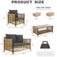 OUTDOOR Patio 4 Pieces Brown PE Wicker Sofa Set with Grey Cushion