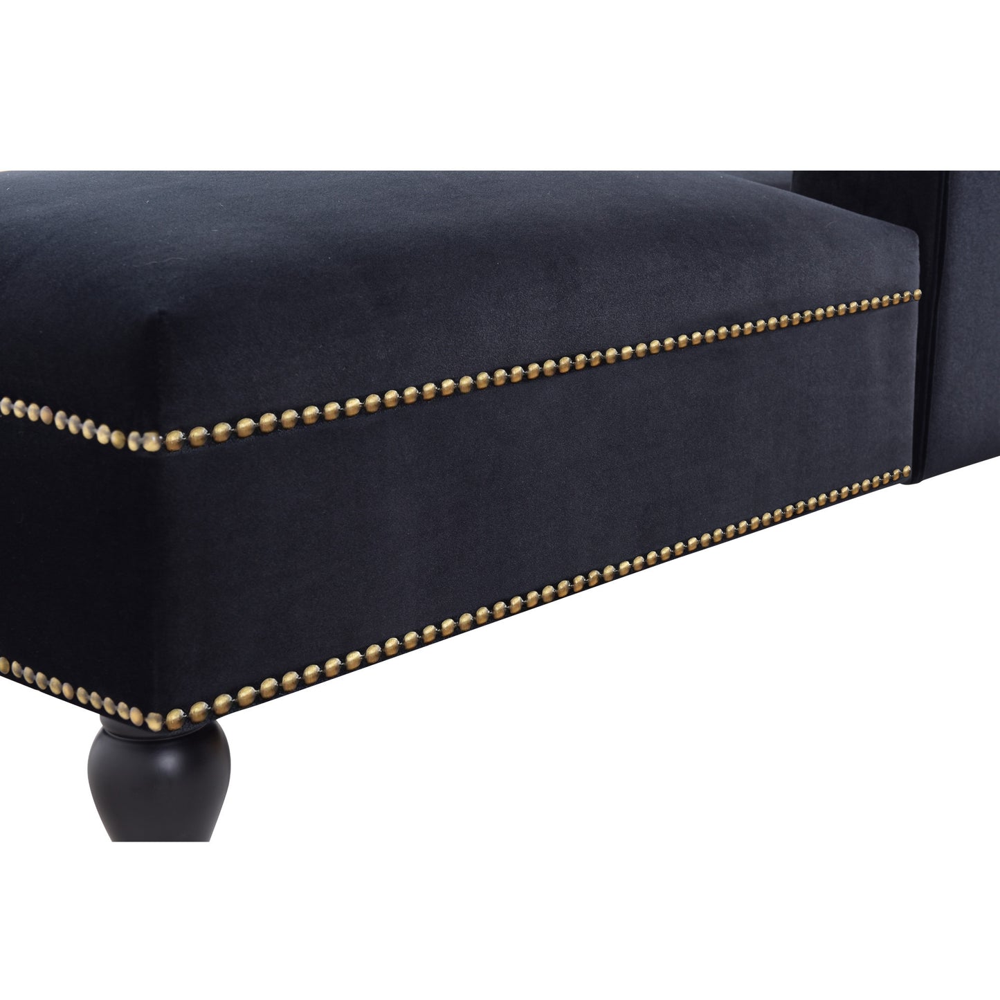 58''Velvet Chaise Lounge,Button Tufted Right Arm Facing Lounge Chair with Nailhead Trim & Solid Wood Legs