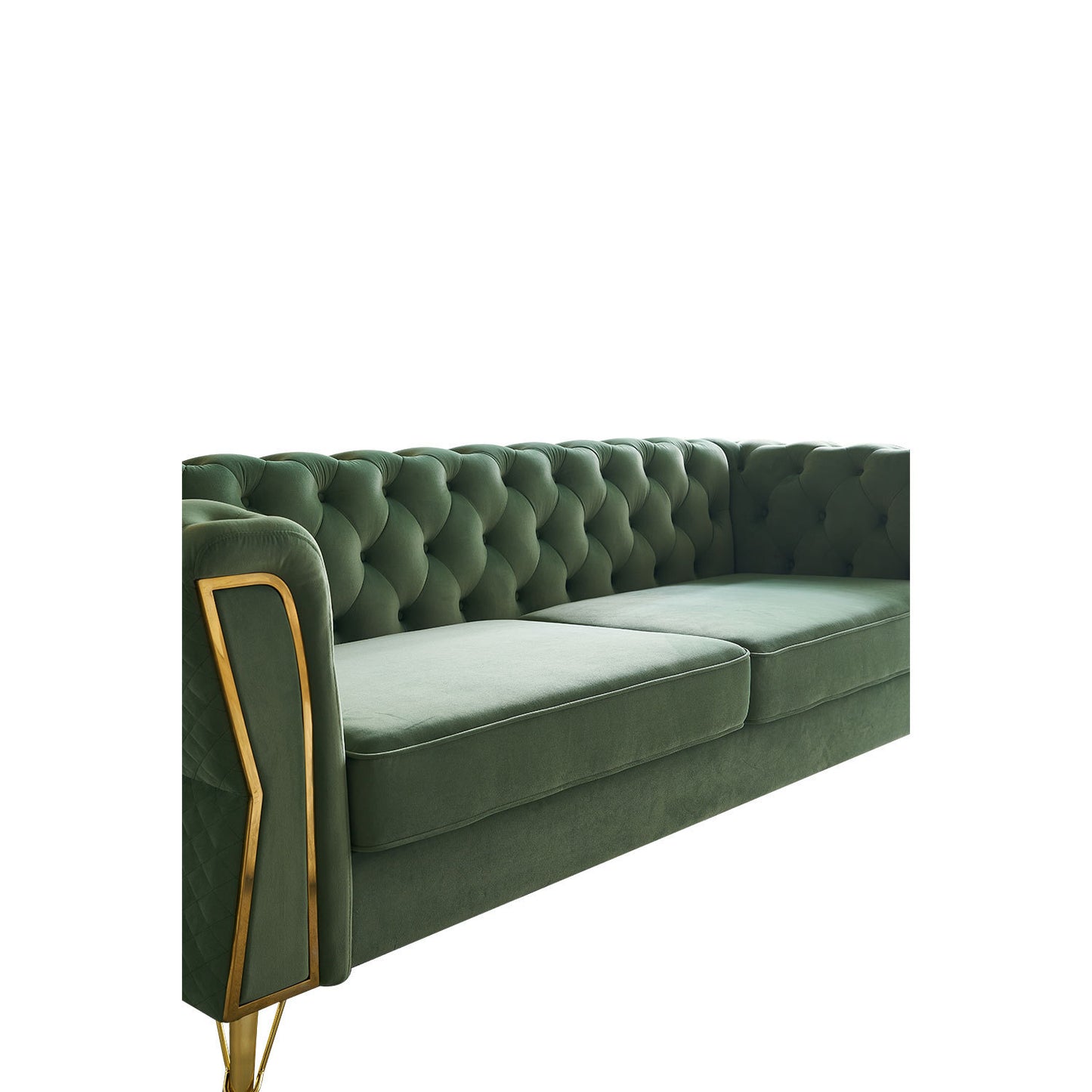 Modern Tufted Velvet Sofa 87.4 inch -Mint Green Color