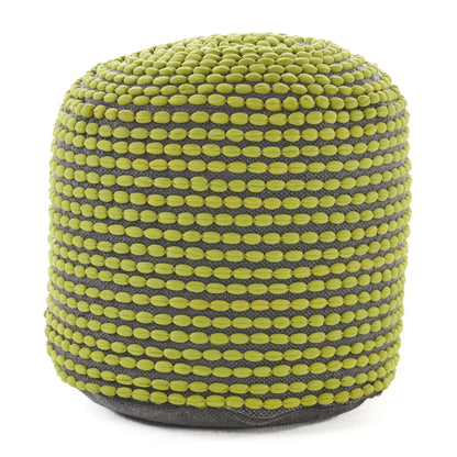 River Handcrafted Cylindrical Pouf Water Resistant Green Fabric 20x20x18