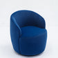 Velvet Fabric Swivel Accent Armchair Barrel Chair With Black Powder Coating Metal Ring,Blue