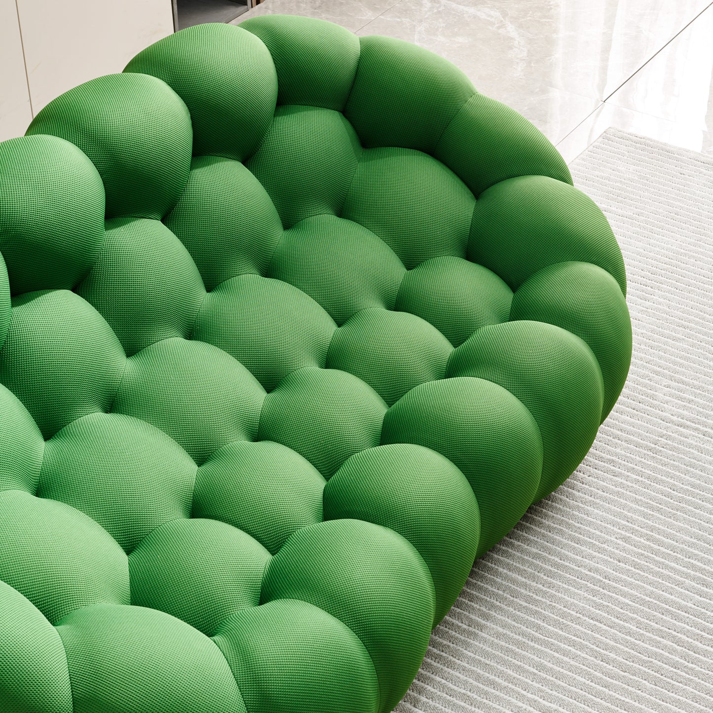 74.8" Modern Loveseat Bubble Sofa Couch, 2 Seater Upholstered Floor Sofa, Honeycomb Shaped Bubble Couch with 3D Textile Mesh Fabric -(Green)