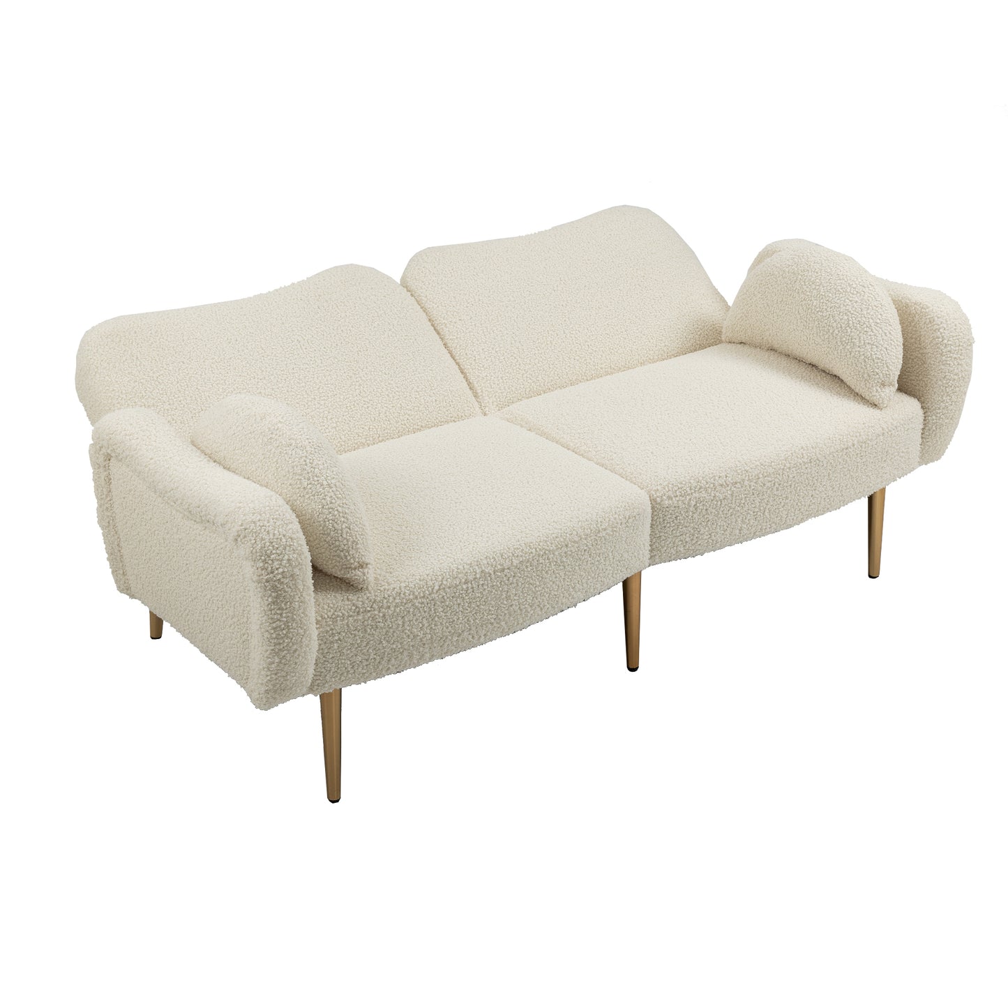 65 inch, Mid Century Modern Velvet Love Seats Sofa with 2 Bolster Pillows, Loveseat Armrest