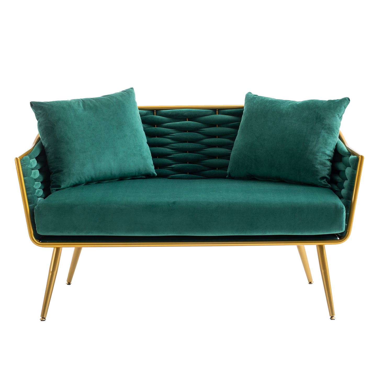 Velvet Accent Chair Modern Upholstered Armsofa Tufted Sofa with Metal Frame, Single Leisure sofa