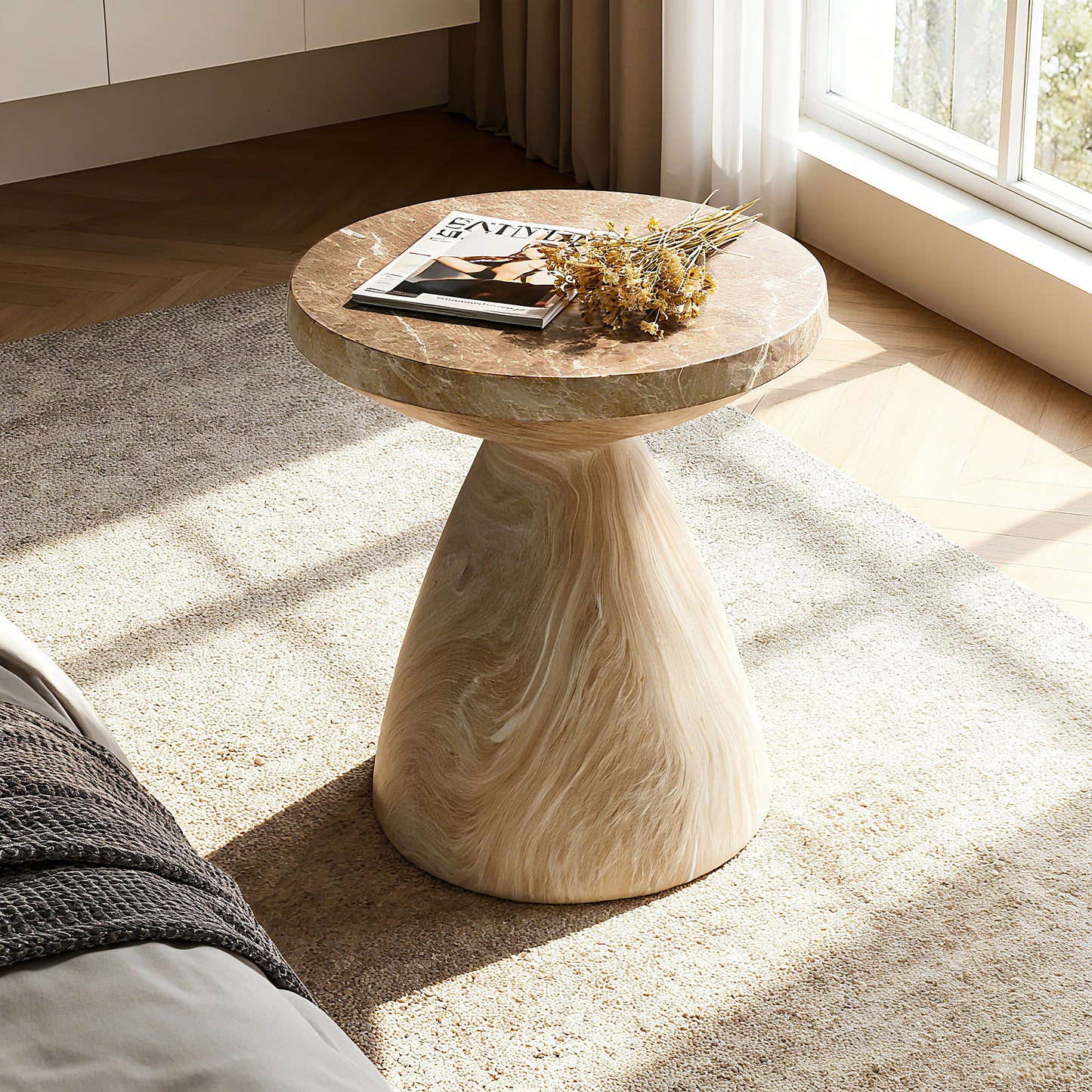 Cement Outdoor End Tables, Accent Table, Modern Small Round Side Table, indoor and Outdoor