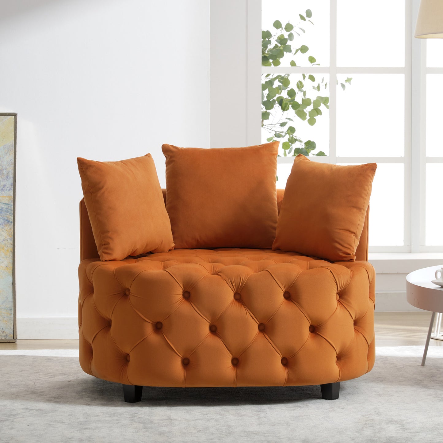 Width 40.6 inches  Accent Chair / Classical Barrel Chair for living room / Modern Leisure Sofa Chair (Orange)