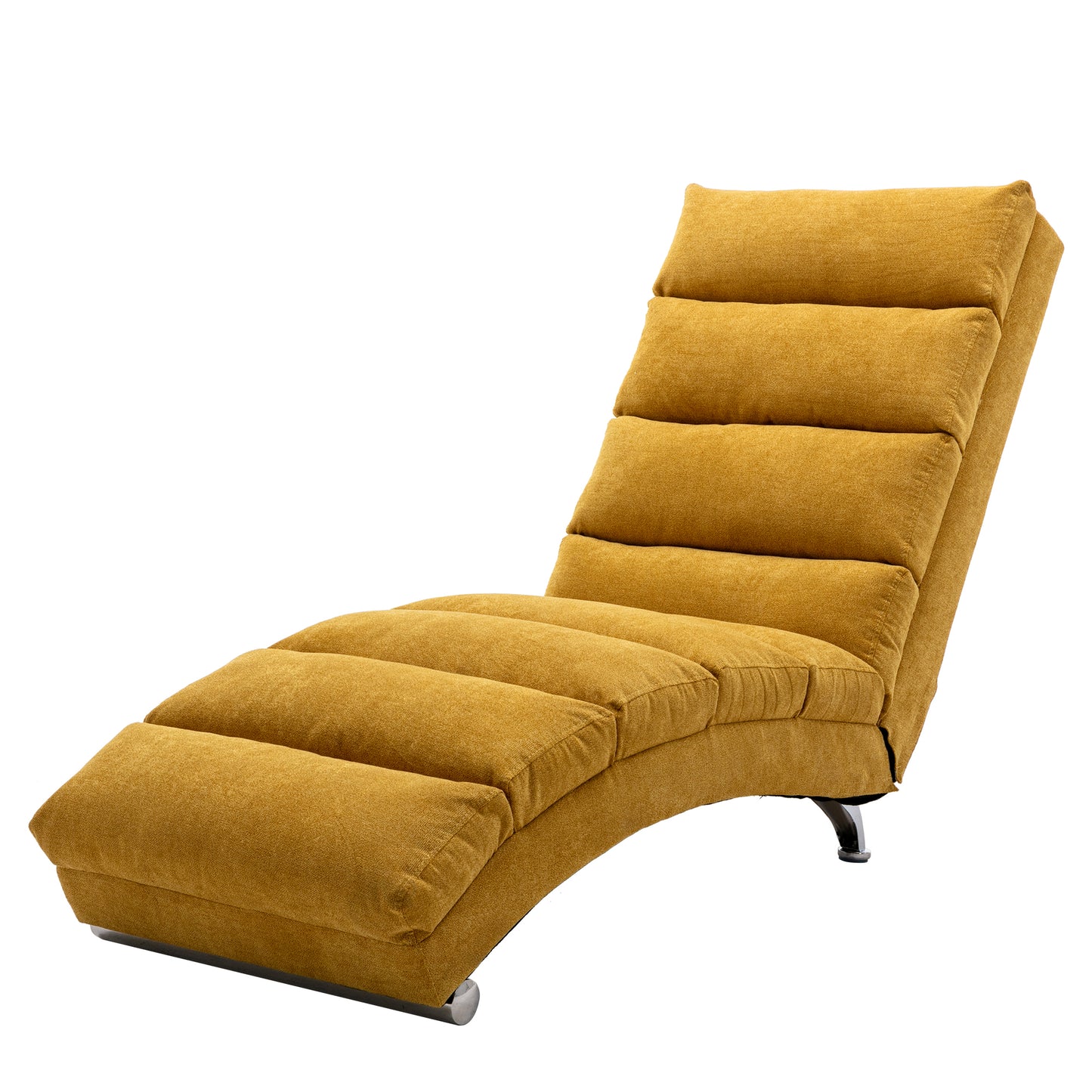 Ergonomic Linen Massage Chaise Lounge with Remote Control, Mustard Color, 5 Modes for Office, Living Room, Bedroom