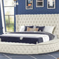 Hazel Modern Style Queen Bed with USB Charger & Made with Wood in Cream