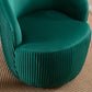 Velvet Fabric Swivel Accent Armchair Barrel Chair With Black Powder Coating Metal Ring,Green