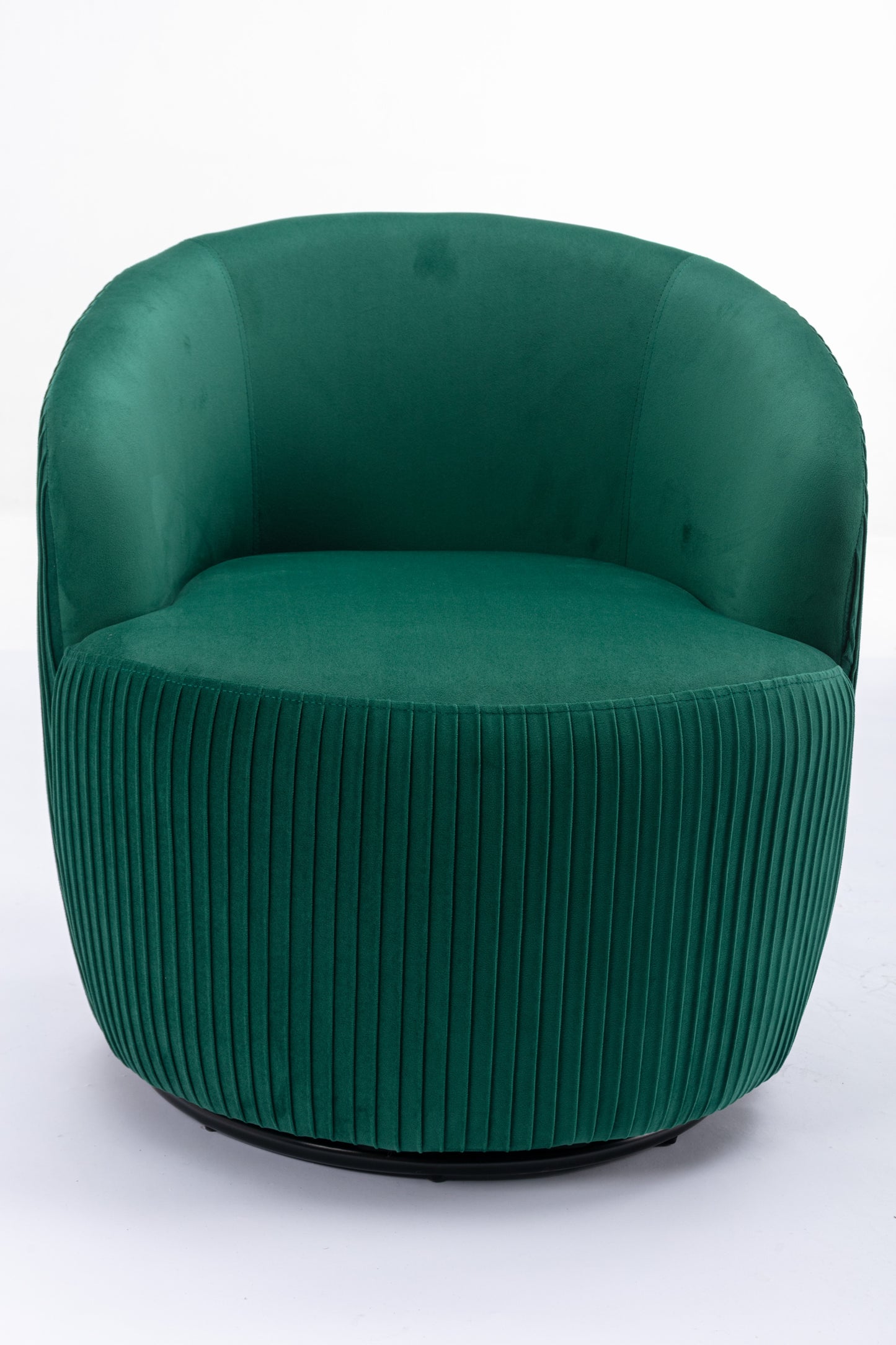 Velvet Fabric Swivel Accent Armchair Barrel Chair With Black Powder Coating Metal Ring,Green