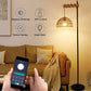 Smart Floor Lamp with Remote Control & APP, Tall Standing Lamp with Rattan Lampshade