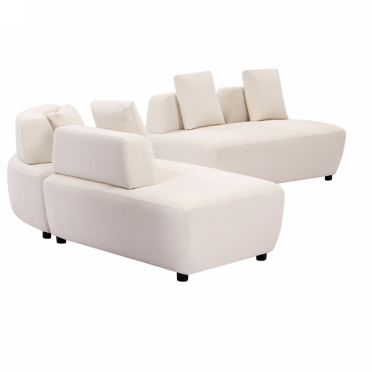 Contemporary 3-piece Sectional Sofa Free Convertible sofa with Four Removable Pillows for Living Room, Beige