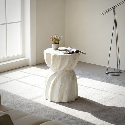 Cement Outdoor End Tables, Garden Accent Table, Faux Terrazzo Accent Table, Modern Small Round Side Table, indoor and Outdoor