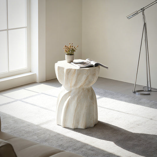 Cement Outdoor End Tables, Garden Accent Table, Faux Terrazzo Accent Table, Modern Small Round Side Table, indoor and Outdoor