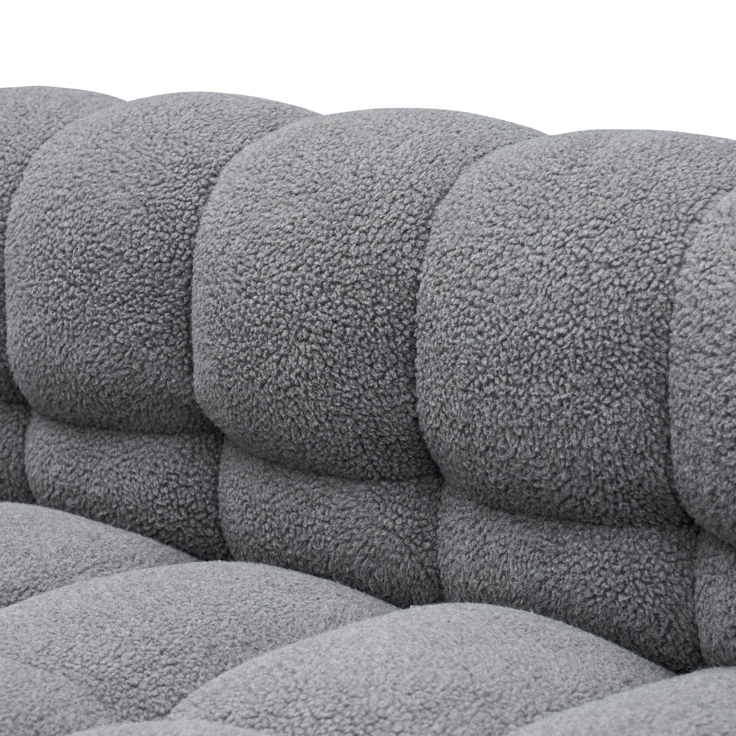 Sofa Include Two Pillows 80" Gray Grain Fleece Fabric Suitable For Living Room Bedroom Apartment