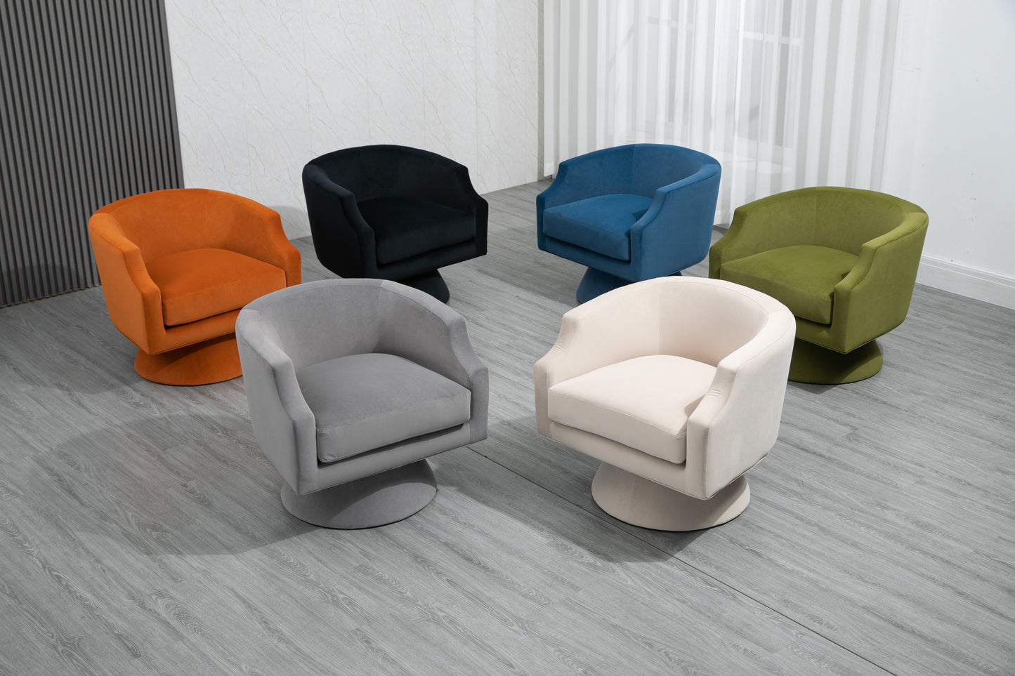 360 Degree Swivel Cuddle Barrel Accent Sofa Chairs, Round Armchairs with Wide Upholstered, Fluffy Velvet Fabric Chair