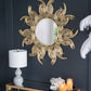38" Sunburst Metal Decorative Mirror with Gold Finish, Boho Wall Decor