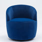 Velvet Fabric Swivel Accent Armchair Barrel Chair With Black Powder Coating Metal Ring,Blue