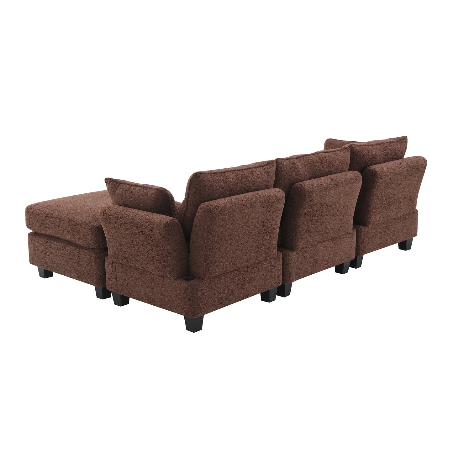 92*63"Modern Teddy Velvet Sectional Sofa,Charging Ports on Each Side,L-shaped Couch with Storage Ottoman,4 seat Interior Furniture 3 Colors(3 pillows)