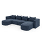 U Shape Sectional Sofa including Two Single Seats and Two Chaises, Modular Sofa, DIY Combination, Loop Yarn Fabric, Navy