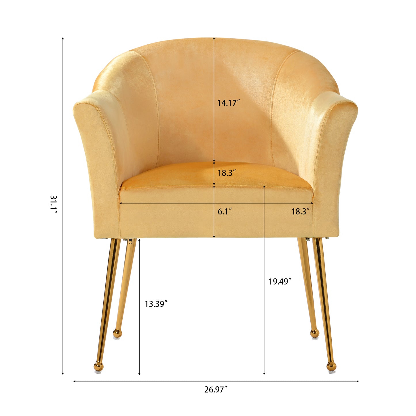 Velvet Accent Chair with  Wood Frame, Modern Armchair Club Leisure Chair with Gold Metal Legs