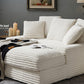 Modern Double Sleeper Sofa Comfortable Cloud Couch Soft Fluffy Corduroy Upholstery with Square Armrests