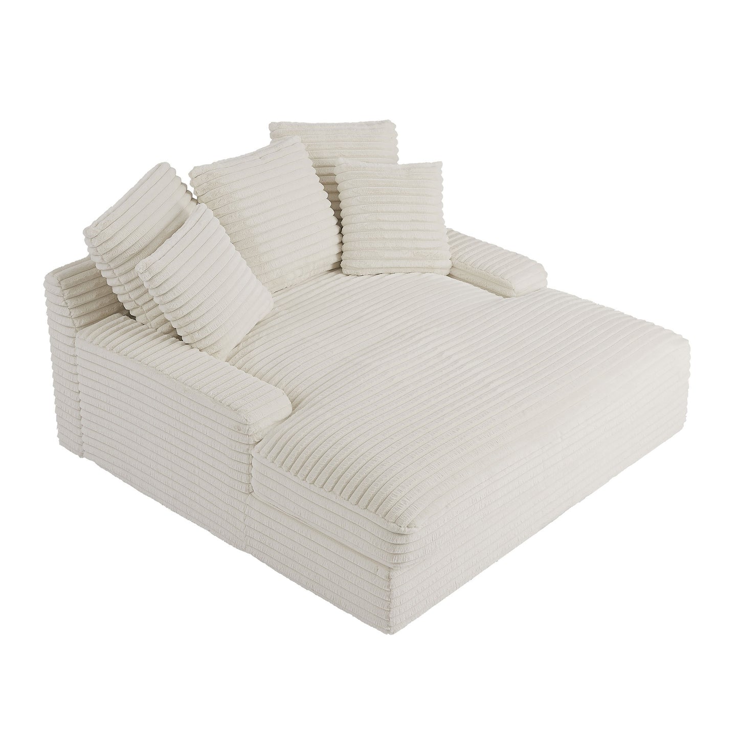 Modern Double Sleeper Sofa Comfortable Cloud Couch Soft Fluffy Corduroy Upholstery with Square Armrests