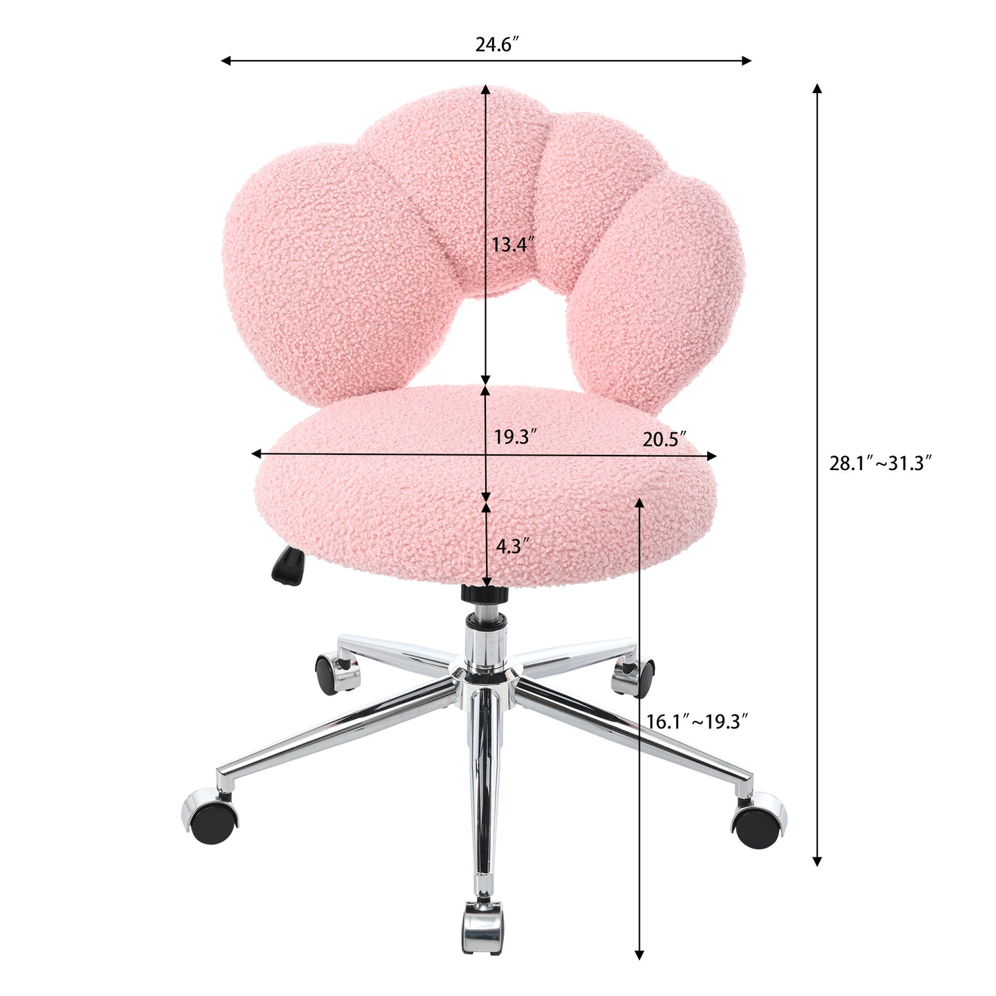 360°Swivel Height Adjustable,Swivel Chair,Teddy fabric,home office chair