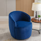 Velvet Fabric Swivel Accent Armchair Barrel Chair With Black Powder Coating Metal Ring,Blue