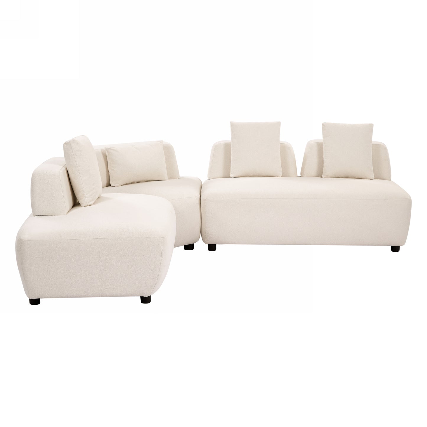 Contemporary 3-piece Sectional Sofa Free Convertible sofa with Four Removable Pillows for Living Room, Beige