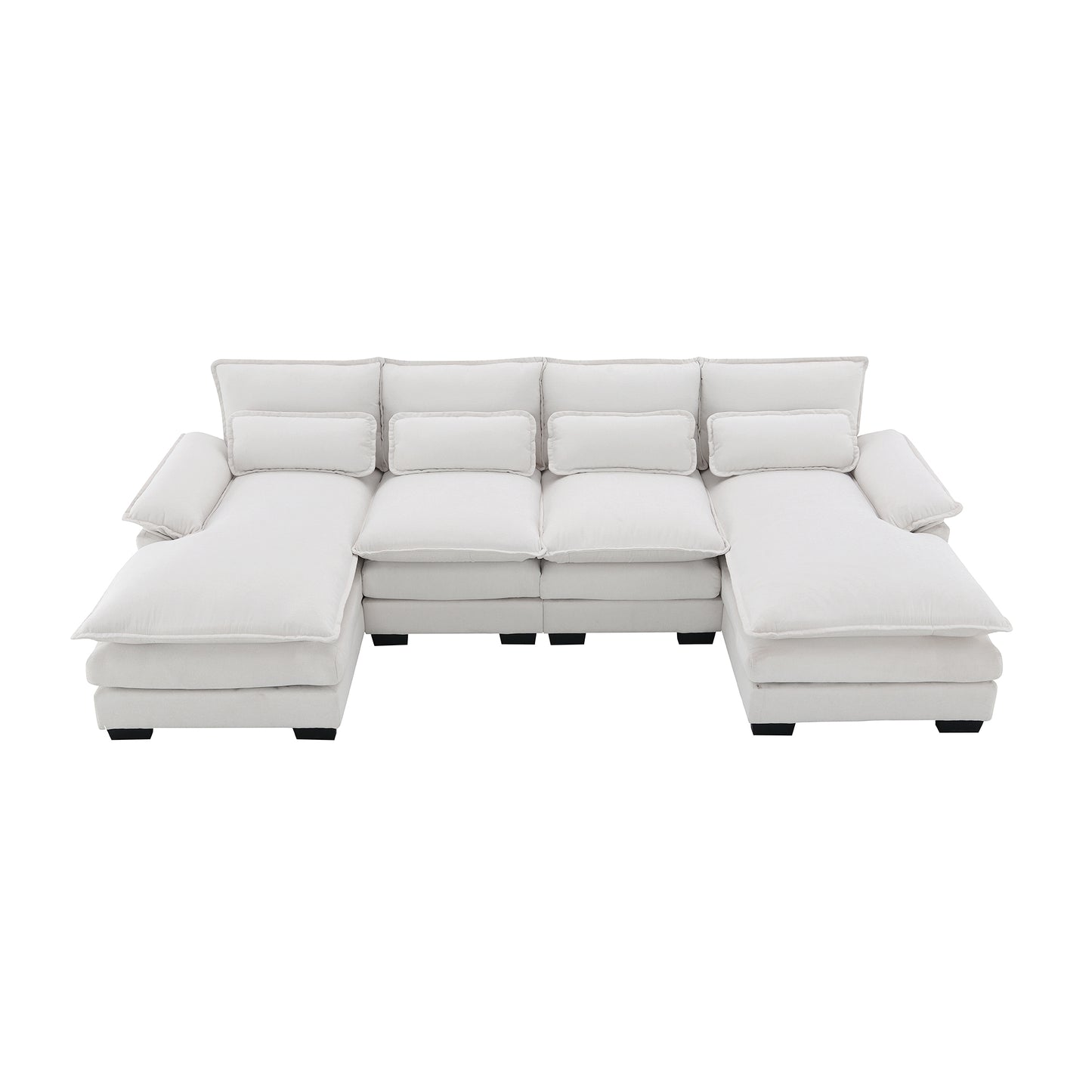 109.8*55.9" Modern U-shaped Sectional Sofa with Waist Pillows,6-seat Upholstered Symmetrical Sofa Furniture, Sleeper Sofa Couch with Chaise Lounge