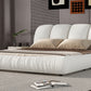 Queen Size Luxury Upholstered Bed With Thick Headboard, Leather Queen Bed with Oversized Padded Backrest, White(Expect Arrival Date 2024/3/27)