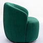 Velvet Fabric Swivel Accent Armchair Barrel Chair With Black Powder Coating Metal Ring,Green