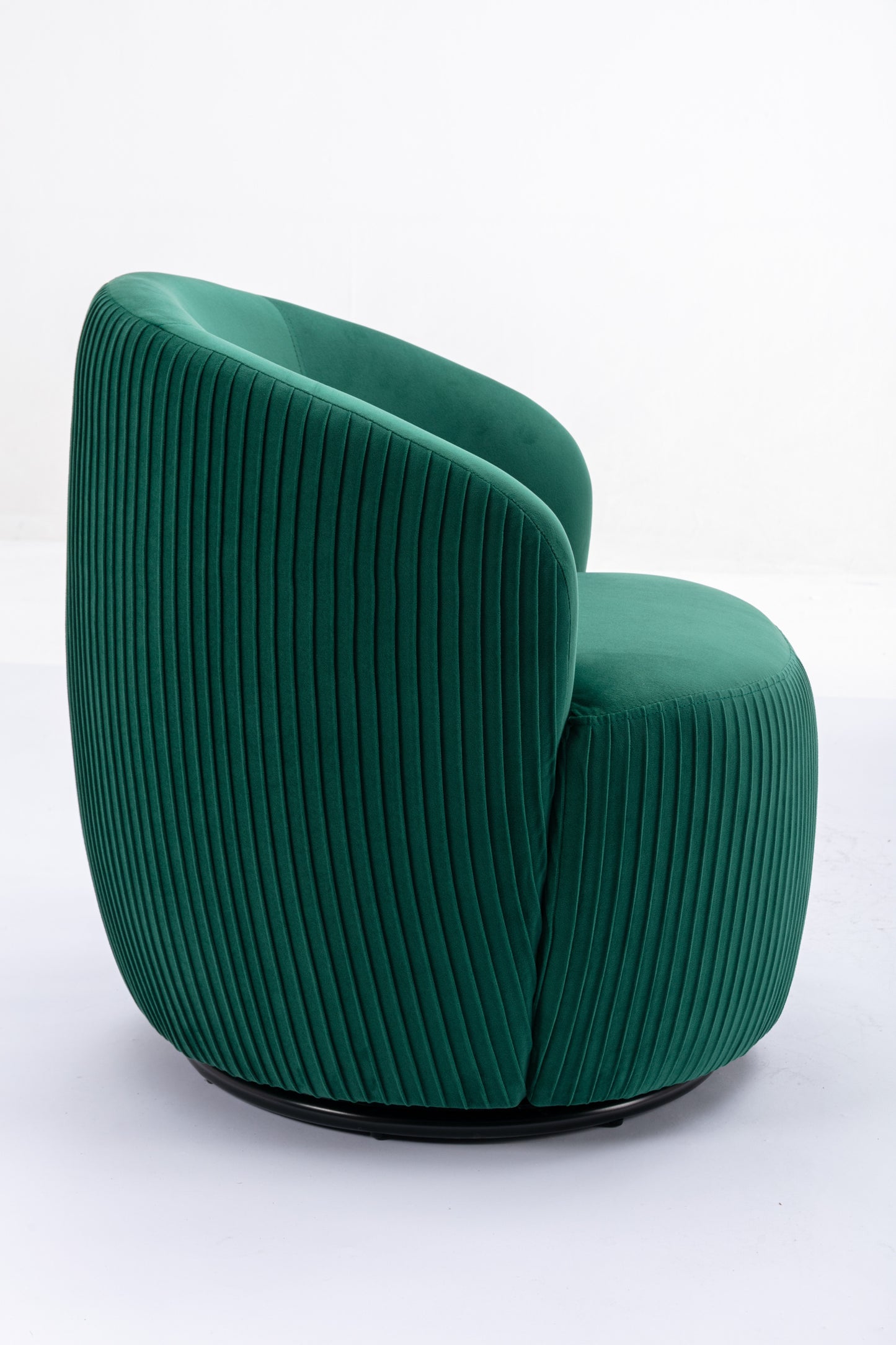 Velvet Fabric Swivel Accent Armchair Barrel Chair With Black Powder Coating Metal Ring,Green