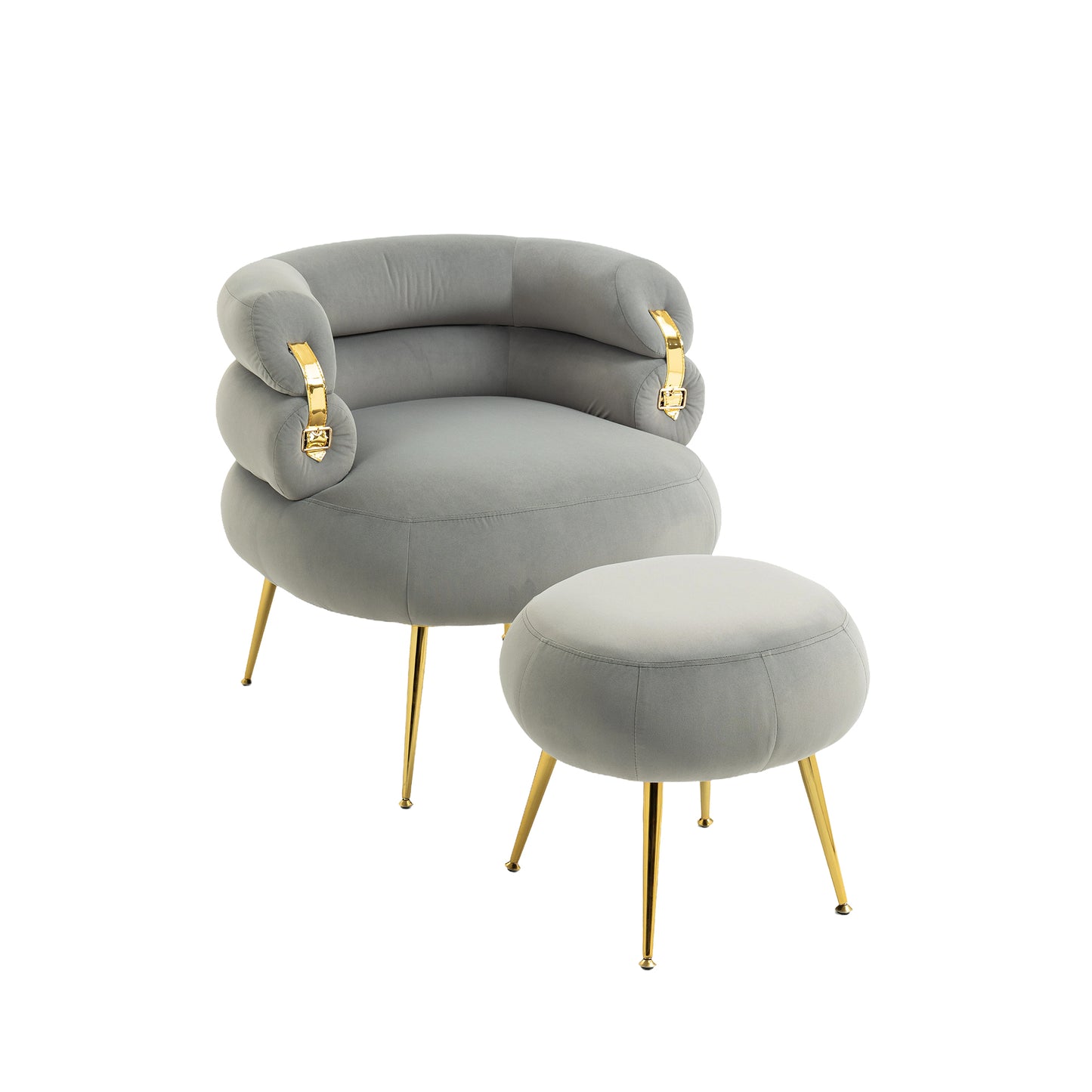 Velvet Accent Chair Modern Upholstered Armchair Tufted Chair with Metal Frame, Single Leisure Chairs