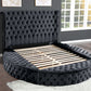 Hazel Queen Size Tufted Upholstery Storage Bed made with Wood in Black