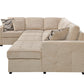 123" Oversized Sectional Sofa with Storage Chaise, U Shaped Sectional Couch with 4 Throw Pillows. Beige