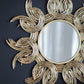 38" Sunburst Metal Decorative Mirror with Gold Finish, Boho Wall Decor