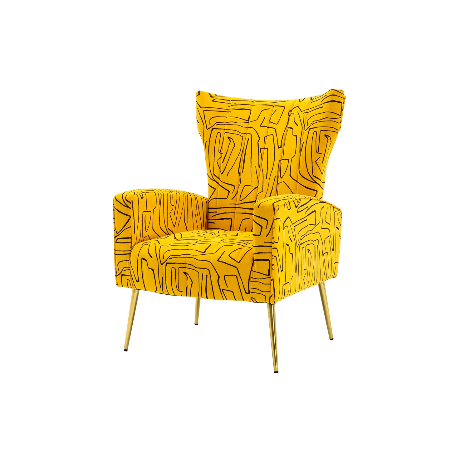 Yellow Accent Chair, leisure single chair with Rose Golden feet