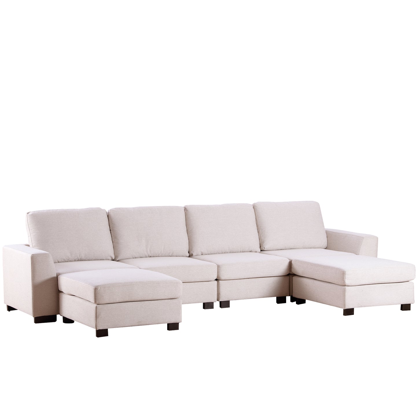 U_STYLE 3 Pieces U shaped Sofa with Removable Ottomans