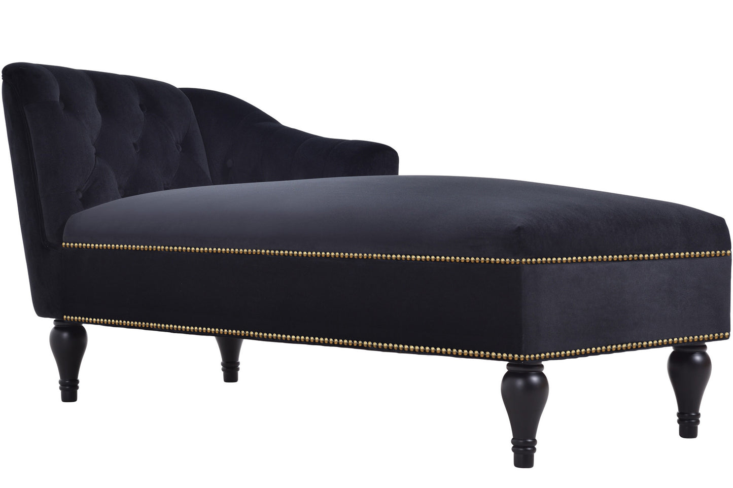 58''Velvet Chaise Lounge,Button Tufted Right Arm Facing Lounge Chair with Nailhead Trim & Solid Wood Legs