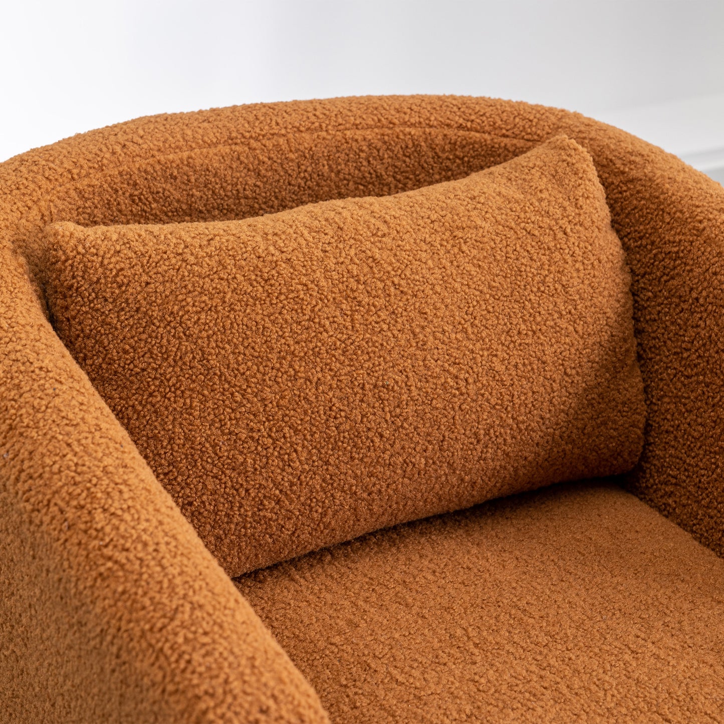 28"W Swivel Accent Chair , 360 Degree Club Chair, Leisure Chair (Caramel Boucle)