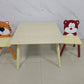 Kids Table and 2 Chairs Set, 3 Pieces Toddler Table and Chair Set, Wooden Activity Play Table Set (Bear&Tiger)