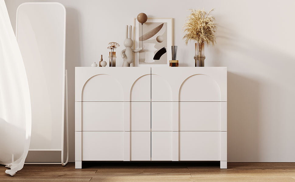 Modern Style Six-Drawer Dresser Sideboard Cabinet