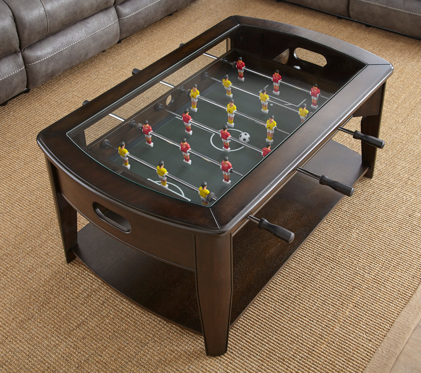 Foosball Cocktail Table - Tempered Glass Insert, Locking Casters, Fully Operational Game - Fun Addition to Game or Living Room