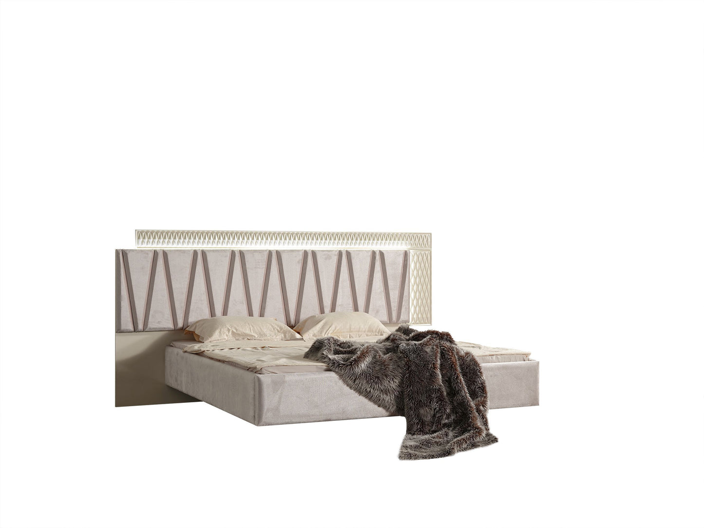 Delfano Modern Style Queen Bed Made with Wood in Beige