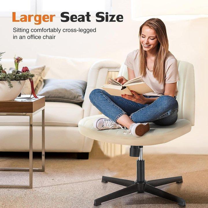 No wheels Viral Criss Cross Chair Plus Size Armless Swivel Home Office Chair Sit Cross-legged Desk Chair